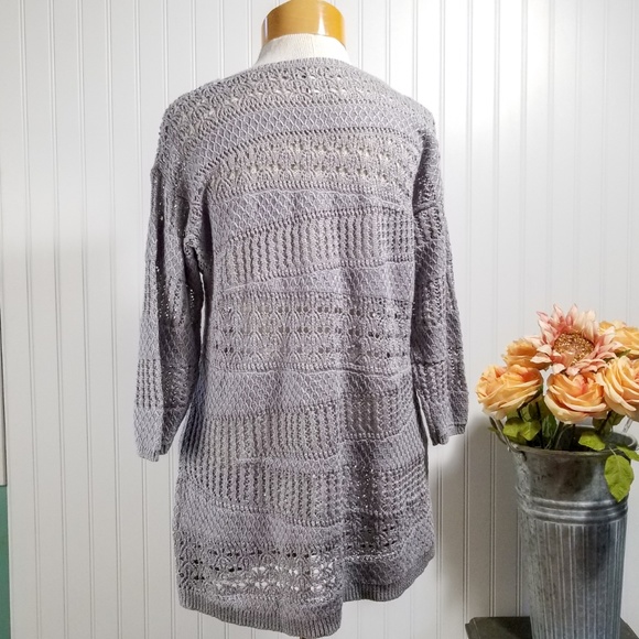 | dana buchman | gray open knit sweater - Picture 3 of 4